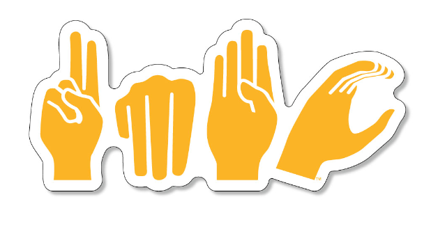 A graphic image of four hands that signs the letters U, M, B, and C.